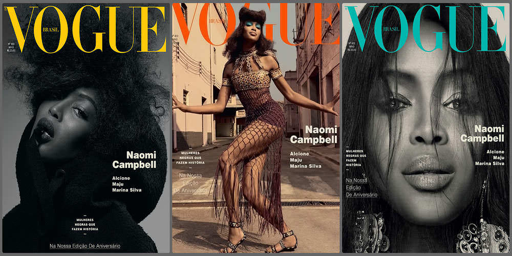 Наоми Кэмпбелл на трёх обложках Vogue Brasil (May 2016)