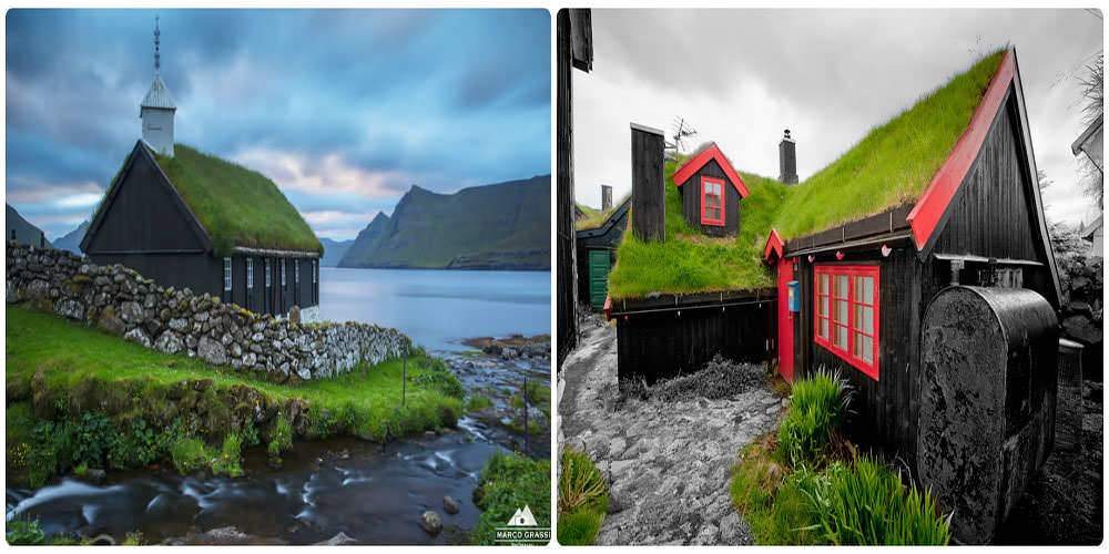 Сказочные скандинавские дома с зелеными крышами